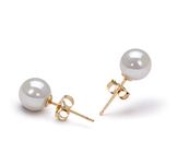 White 6-7mm AA Quality Japanese Akoya 14K White Gold Cultured Pearl Earring Pair