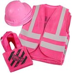 SATINIOR 24 Pcs Construction Dress up Supplies Kids Costume Including Tote Bag Vest Construction Hat for Kids Age 3-8, Pink