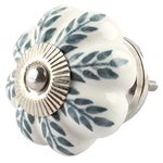 IndianShelf 4 Pack Grey Leaf Floral Ceramic Drawer Knobs for Kitchen Cabinet Hardware Door Pulls Decorative Dresser Luxury Opulence