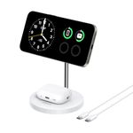 Anker MagGo 2-in-1 Wireless Charging Station, MagSafe Charger Compatible, Qi2 Certified 15W Wireless Stand, Apple Watch Charger for iPhone 16/15/14 Series, AirPods (5 ft USB-C to USB-C Cable Included)