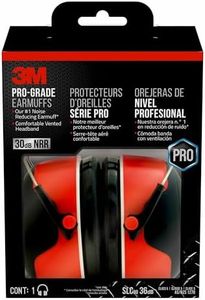 3M Pro-Grade Noise-Reducing Earmuff, NRR 30 dB, Lightweight and Adjustable, Black/Red, One Size