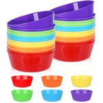 LATERN 24Pcs Reusable Plastic Bowls, 300ml Unbreakable Kids Plastic Bowls Microwave Dishwasher Safe Toddler Bowls for Cereal Soup Snack Fruit Salad (6 Colors)