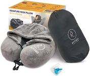 ROVAZO Hooded Neck Pillow and Silicone Ear Plugs -Premium Sleep Travel Kit ââ‚¬â€œ Ultra Soft Memory Foam Airplane Cushion with Adjustable Drawstring Hood - Bonus Carrying Bag