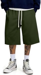 JMIERR 2026 Men's Baggy Sweat Shorts Lightweight Under Knee Casual Raw Hem Drawstring Y2K Shorts Loose Fit Gym Shorts Green