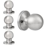 Probrico Brushed Nickel Dummy Door Knobs, Round Interior Door Knobs for Closet(Keyless, No Latch), Single Side Half-Dummy Knobs, 4 Pack