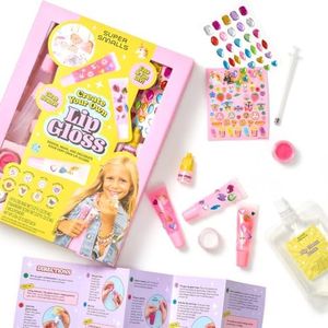 Super Smalls Create Your Own Lip Gloss Kit for Kids — Mix Strawberry Scented Clear Lip Gloss & Decorate 3 tubes with Gems & Stickers | Non-Toxic, Kid-Safe Creative Craft Activity, Ages 6+