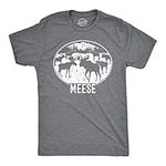 Mens Meese Tshirt Funny Moose Hilarious Sarcastic T Shirt Crazy Dog Men's Novelty T-Shirts for Campers for Hunters Soft Comfortable Funny T Shirts for Men Dark Heather Grey L