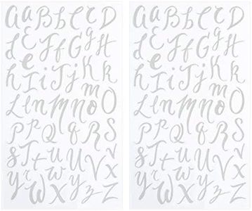 Darice 30052961 White Small Handwriting Font Letter Stickers Glitter, 104 pc