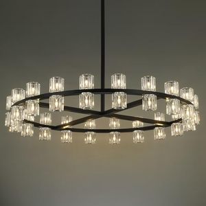 40-Lights Large Crystal Chandelier | Dia 42 Inch Round Chandeliers for Dining Room Over Table | Black Dining Room Light Fixture Apply to Living Room | Entryway | Foyer | 40 X G4 bulbs (included)