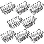 XINFULL 8 Pack Wire Storage Baskets Household Metal Wall-Mounted Containers Organizer Bins for Kitchen Bathroom Freezer Pantry Closet Laundry Room Cabinets Garage Shelf, Medium