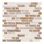 Yipscazo 1 Sheet 12''x12'' Peel and Stick Backsplash Tile for Kitchen Adhesive Stick on Backsplash Laundry Bathroom Textured Vinyl Sticker Wallpaper Smart Tile in Beige & Brown