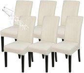 SearchI Waterproof Dining Room Chair Covers Set of 6, Stretch Parsons Chair Slipcovers Removable Washable Kitchen Chair Protector Cover for Dining Room, Hotel, Banquet（Beige,6PCS）