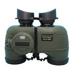 Mentch 7x50 Waterproof Military Marine HD Binoculars w Internal Rangefinder Compass for Water Sports Hunting Bird Watching Boating and More Amy Green