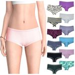 Sexy Basics Women's 12 Pack Cotton Stretch Boyshort Panties (X-Large ( 8 ), 12 Pack - Mix Variety Solid Colors & Fashion Prints)