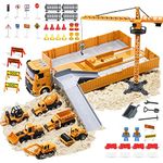 OR OR TU Construction Truck Car Toys Beach Vehicle Toys Kids Engineering Car Set with Crane,Forklift,Bulldozer,Excavator,Roller,Cement Truck,Dumper Birthday Gift for 3 4 5 6 Years Old Boys Girls Kids