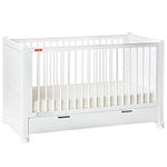 Fisher-Price Georgia Wooden Baby Crib Cum Toddler Bed (White, with Mattress)