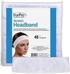 ForPro Professional Collection Stretch Headbands - Moisture Absorbent Disposable Spa - 2.25” W x 18” C - 48-Count