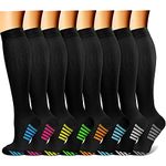 CHARMKING Compression Socks for Women & Men (8 Pairs) 15-20 mmHg Graduated Copper Support Socks are Best for Pregnant, Nurses Boost Performance, Circulation, Knee High & Wide Calf (L/XL, 29 Grey/Blue/Pink/Yellow/Purple)