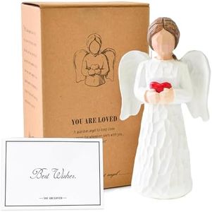 Angel Statue Confirmation Gifts for Girls, Resin Guardian Angel Figurine Heart Hands Sculpture for Thanksgiving Christmas Home Decor Ornament Retirement Gifts for Women