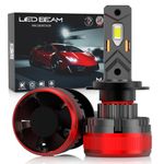 LEDBeam LED MX 120W Automotive Grade 7035 Chip 22000Lm 6000k White Car Headlight Bulbs (12V,120W/2bulbs) (H7/H18) 2025 Model , Pack of 2