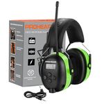 PROHEAR AM FM Digital Ear Protection 25dB NRR Audio Headphones, Noise Reduction Hearing Protection Earmuffs for Lawn Mowing, Workshops, Snowblowing Indoor Outdoor Construction Work - Green