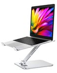 Babacom Laptop Stand Lap Desk, Ergonomic Foldable Computer Stand with Adjustable Height, Ventilated Aluminium Alloy Riser Compatible with MacBook Air, Pro, All 10-16" Laptops (Silver)