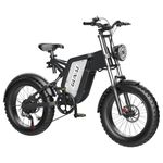 KELKART-Y Electric Bike Moped For Adults 20 Inch Off-Road Dirt Electric Mountain Bike, 48V 18Ah 7 Speed ​​Full Suspension