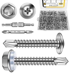Mywish 430PCS Self Tapping Screws for Metal, Stainless Self Tapping Screws #8#10 Hex Head Truss Head, Sheet Metal Screws Assortment Kit, High-Strength Self Drilling Screws