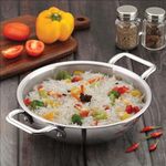 amicus Triply Stainless Steel Deep Kadai/Kadhai for Cooking, Stirfry, Deepfry, Induction Friendly Pan, 20 Cm, 1.6 Litre, 1.02 kg