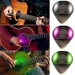 Auto LED Glowing Guitar Picks - Dazzling Colourful Illuminated Guitar Plectrum for Acoustic Electric and Bass Guitar, 0.6mm(3 Pcs with box)