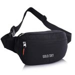 GOLD SKY Unisex Travel X Compact Travel Handy Hiking Zip Pouch Document Money Phone Belt Sport Bag Waist Pack, Fanny Pack, Travel Pouch Waist Bag (Black)