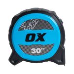 OX Tools Tape Measure 30 ft Pro Tuff Blade 1 ¼ Inch Wide Locking Measuring Tape, Tough Shock Proof Casing & Smooth Retrieval, 10 ft Stand Out, OX-P506030