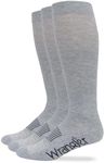 Wrangler Men's Western Boot Socks, Grey, Large(Pack of 3)