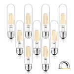 NOVELUX Vintage Dimmable E26 Edison Bulbs 6W 800 LM, T10 LED Bulb 60 Watt Equivalent, 80+ CRI Light Bulb Clear Glass Warm White 2700K for Pendant Vanity Ceiling Fan-9 Packs