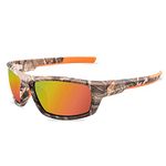 Y.C Polarized Sunglasses for Men Women Camo Frame Fishing Sports glasses outdoor Hunting UV Protection sunglasses (Camo Frame/Red Lens)