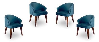 Vivek Wood Solid Sheesham Wood Dining Chairs Only | Set of 4 Wooden & Upholstered Premium Velvet Fabric Cushioned Dinning Chairs | Accent Chair for Home | Blue