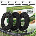 Holldoor Soaker Hose 25 ft 3-Pack for Garden Beds with Kit, 1/2’’ Soaker Hose 75 ft Heavy Duty, 70% Water Saving Drip Hose Irrigation for Lawn, Landscaping, Garden (Black, 25 FEET x 3PACK)