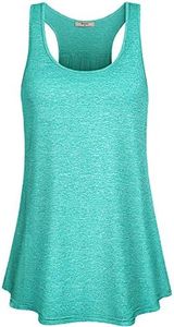 Miusey Loose Yoga Shirts for Women,Juniors Muscle Tank Tops Cool Racerback Tanks Comfortable Soft Cozy Round Neck Exercise Tees Basketball Tennis Tank Tops Green S