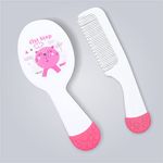 1st Step Matte Collection Easy Grip, Soft & Gentle Comb and Brush Grooming Set - Pink