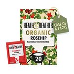 Heath & Heather Organic Rosehip Teabags | Individually Wrapped Caffeine-Free Herbal Tea Infusions | 6 Packs of 20, Total 120 Tea Bags