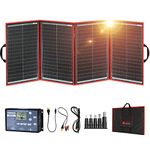 DOKIO 220W 18V Foldable Solar Panel Kit Lightweight(9.7lb, 26x19inch) Monocrystalline(HIGH Efficiency) with Controller USB Output to Charge 12V Batteries (All Types: Vented AGM Gel) RV Camper Boat