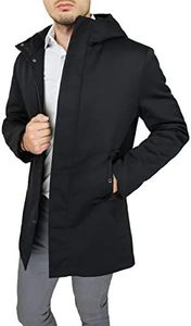 Evoga Giaccone piumino uomo sartoriale slim fit giacca soprabito impermeabile elegante (L, Nero)