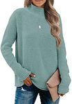 MEROKEETY Women's Long Sleeve Turtleneck Cozy Knit Sweater Casual Loose Pullover Jumper Tops, Sage, Large