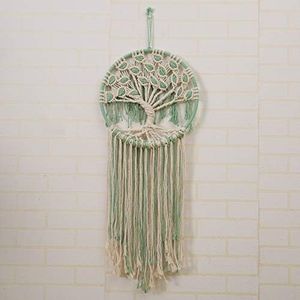 laddawan Macrame Wall Hanging Green and White Tree of Life Wall Art Decoration Home Decor Dream Catcher (X-Large)