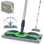 Microfibre Mop for Floor Cleaning - MEXERRIS Floor Mops Wet Mops with 4x Washable Pads, Dust Mop with Adjustable Handle Wood Floor Mop Flat Mops Home Commercial Use for Hardwood Laminate Tiles Wall