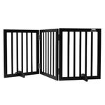 VEVOR Free Standing Dog Gate, 24" H x 60" W Freestanding Pet Gate, 3 Panels Foldable Dog Gate for Wide and Narrow Passageways, Expandable Dog Barrier with Silent Foot Support for Indoor, Brown