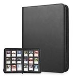 Lictin Trading Cards Album - 504 Side Loading Pocket with Leather Zipper, Card Binder Album Folder Card Collection Binder 28 Pages,18 Pockets Each Page(Black)