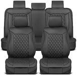 MotorBox Seat Covers for Toyota Tacoma 2005-2023 Prestige Edition Faux Leather Black Car Seat Covers Diamond Stitched Cushioned Seat Protectors Full Set