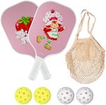 Sonix | USAPA Approved | Pickleball Paddles Set of 2 | Fiberglass Surface Pickleball Set with 2 Rackets, 4 Balls, & Bag | Strawberry Shortcake - Characters