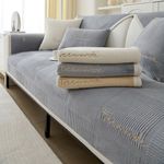 Topchances Sofa Slipcovers 2/3/4 Seater,Non Slip Sofa Cover for Dogs All-Seasons Sofa Wrap with Non-Slip Silicone Particles Apply to Living Room Dogs Cat Pet(Milky Velvet Grey,70x150cm 1PCS)